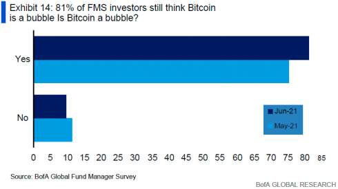 Опрос: большинство управляющих фондами считают биткоин пузырем 