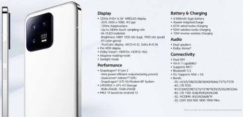 Xiaomi 13    - Snapdragon 8 Gen 2, IP68, 120-    8K UHD    999