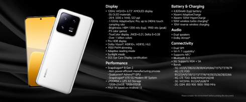 Snapdragon 8 Gen 2, 3K-  120-,  50-  Leica   8K UHD  IP68    1299 -  Xiaomi 13 Pro