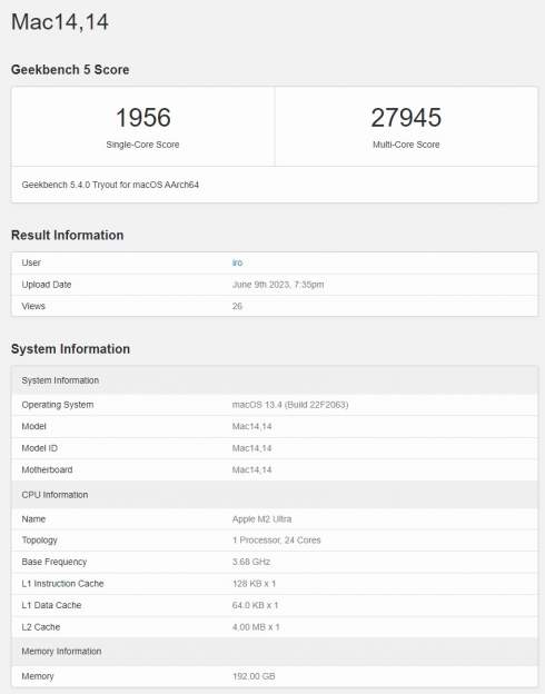     Apple M2 Ultra     Intel Core i9-13900K  AMD Ryzen 9 7950X  Geekbench