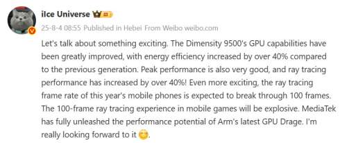 Mediatek 9500   40%      RayTracing