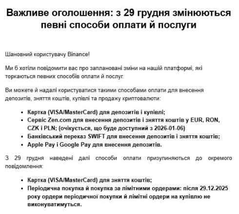 Binance ���������� ���������� ������������ ��� ������������ ��������� �� �������� ������